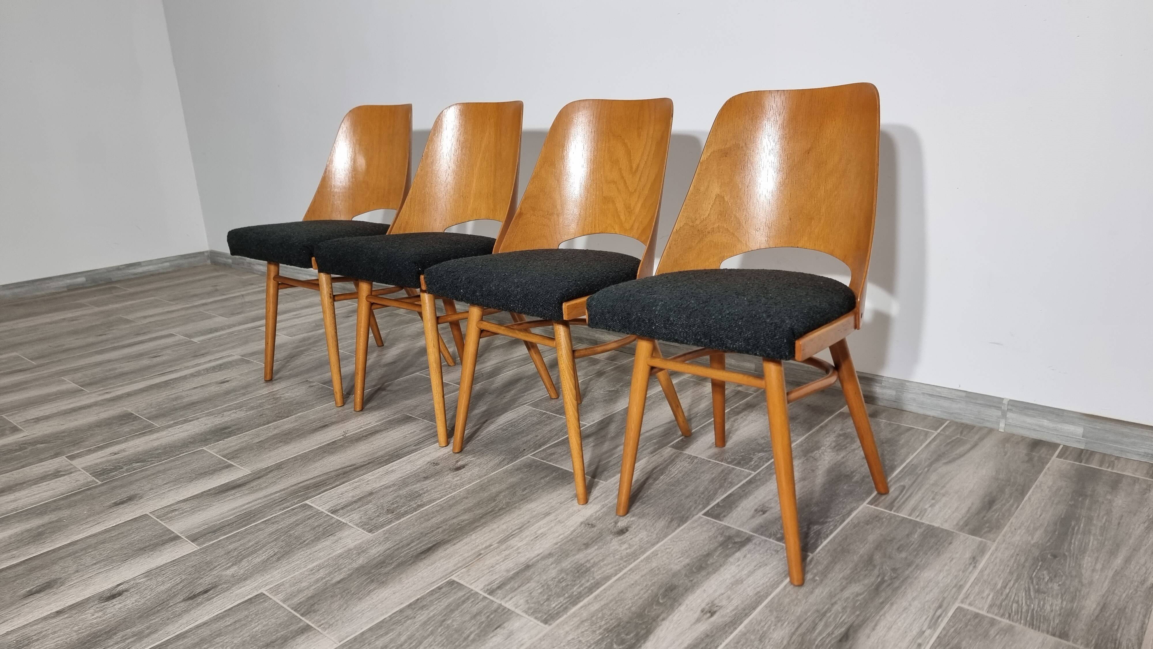Dining Chairs by Radomir Hoffman for Ton, 1950s, Set of 4