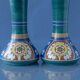 Pair of hand-painted ceramic table lamps in Dutch Art Nouveau–Art Deco style, 1910–1917.
