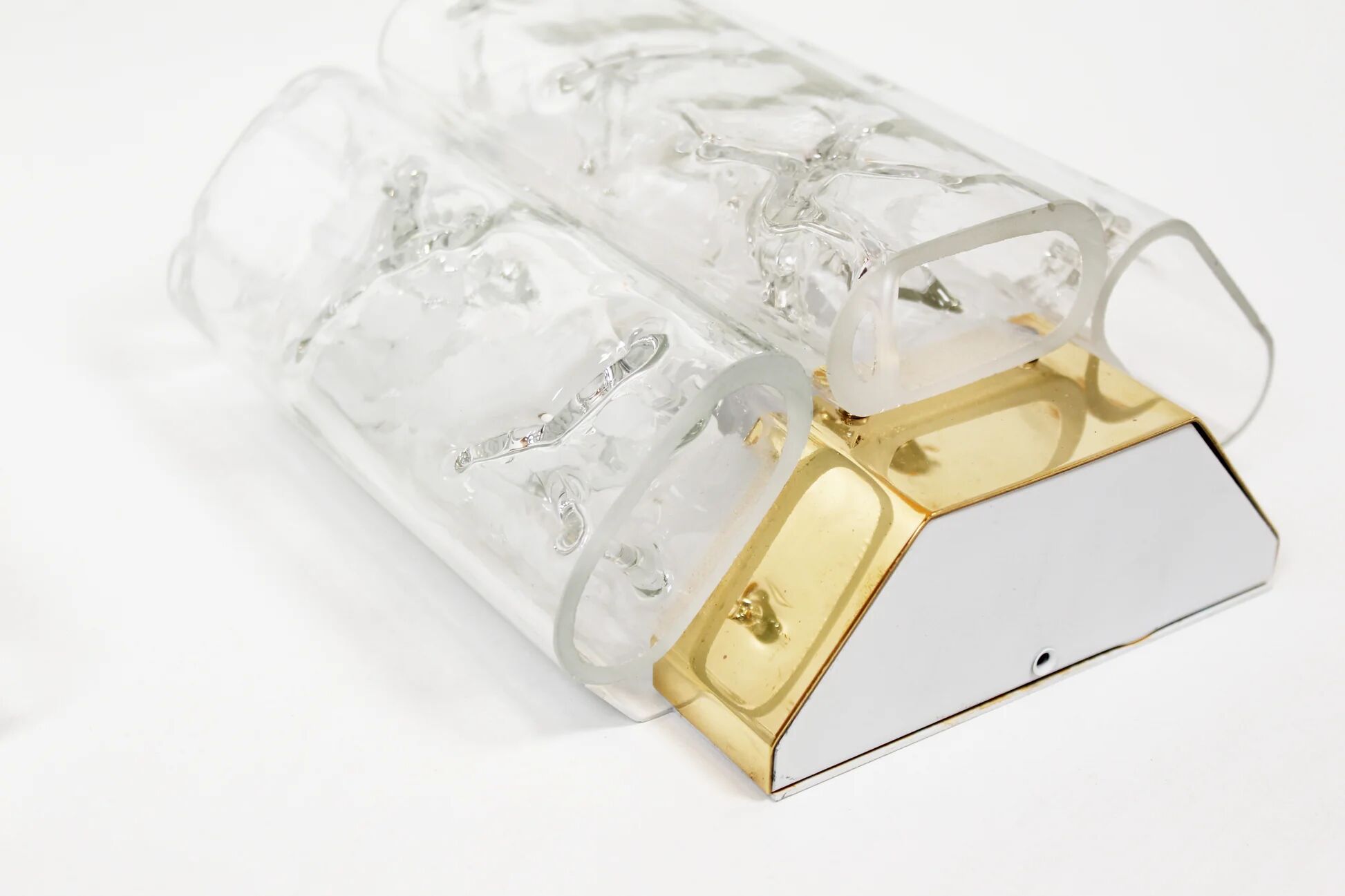 Pair of brass and glass wall lamps by Doria Leuchten