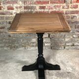 Bistro table in wood black foot and raw top