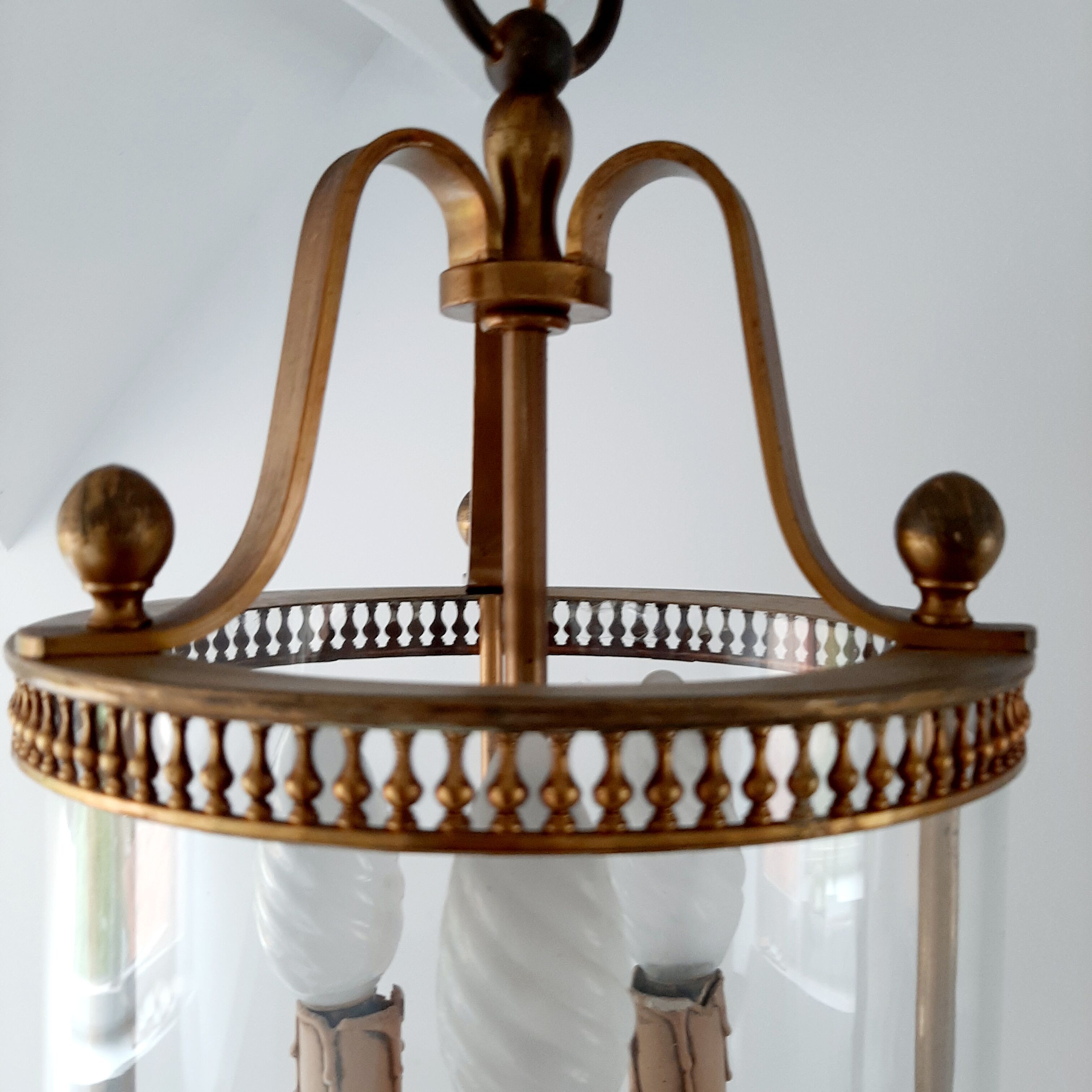 Suspension vintage laiton et verre