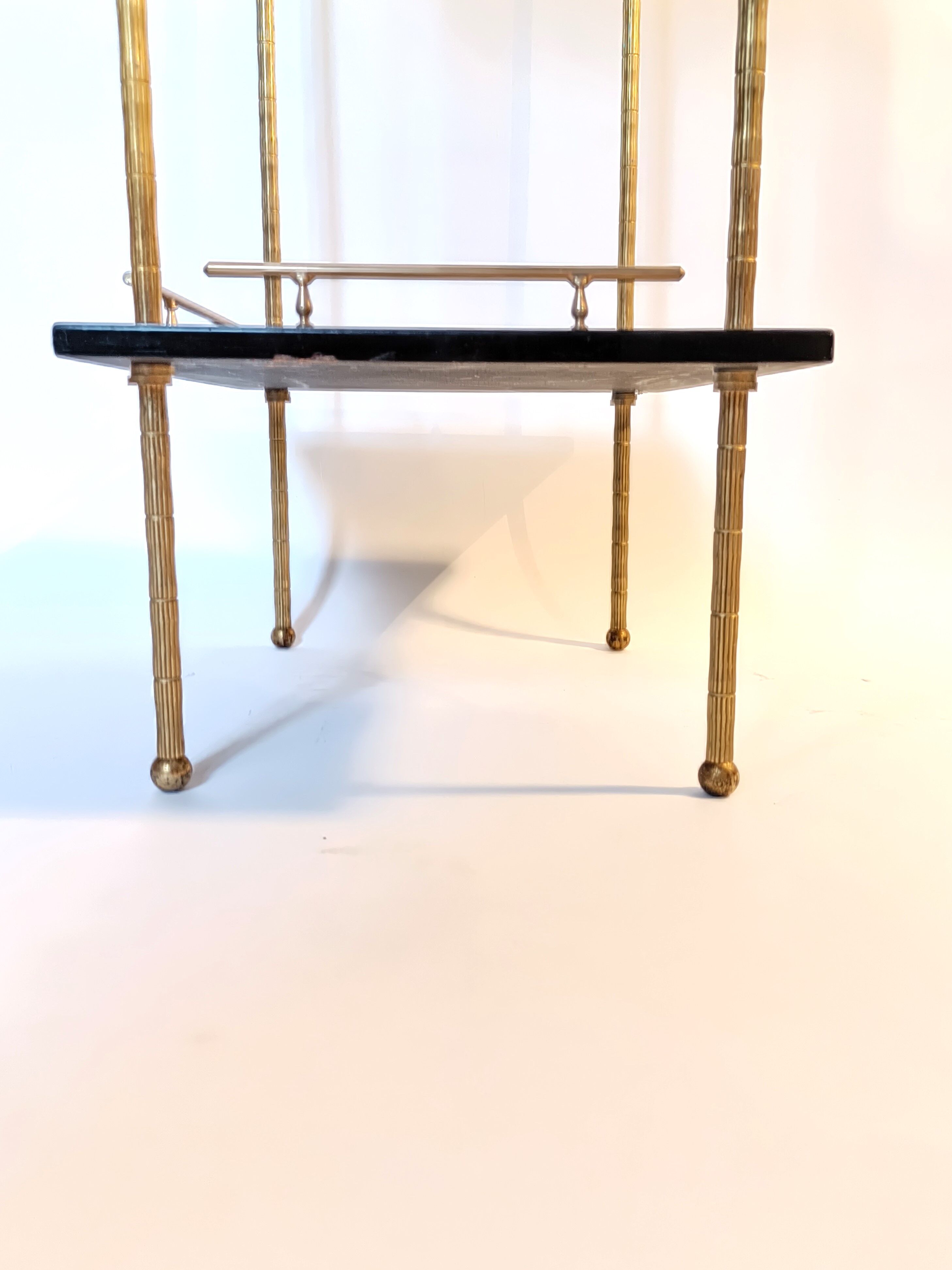 Pair of tables brass gilded blackened trays 1960
