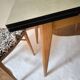 Vintage table in aqua Formica with extensions – Wooden legs