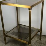 70'S vintage glass and brass sofa tip / side table