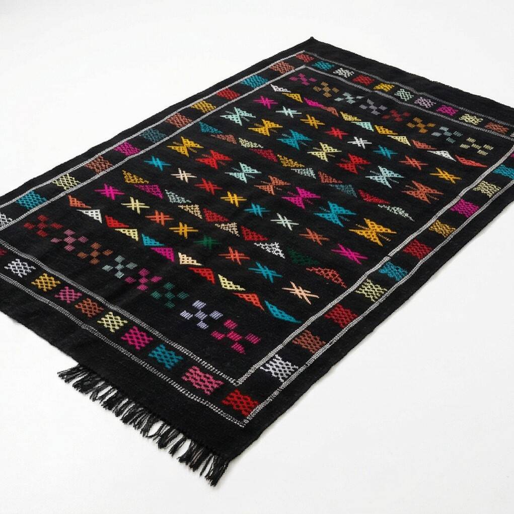 Small black Sabra rug 100x150 cm