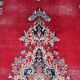 Antique 1920s Persian Kerman rug, floral medallion, red field, 267cm x 364cm