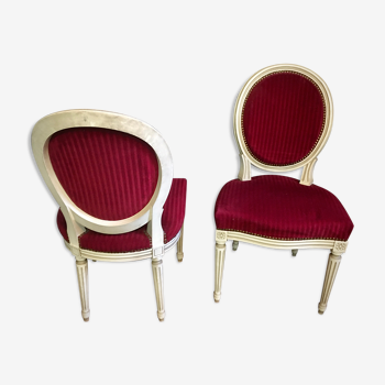 Pair of red medallion chairs