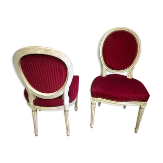Pair of red medallion chairs