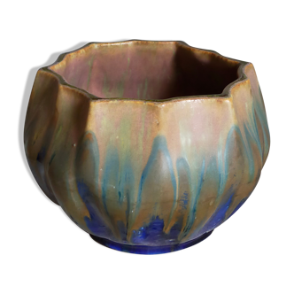 Ceramic pot cover Art-Nouveau glazed earth early twentieth century