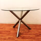 Table de salle à manger italienne ronde en verre fumé et acier chromé, années 1970