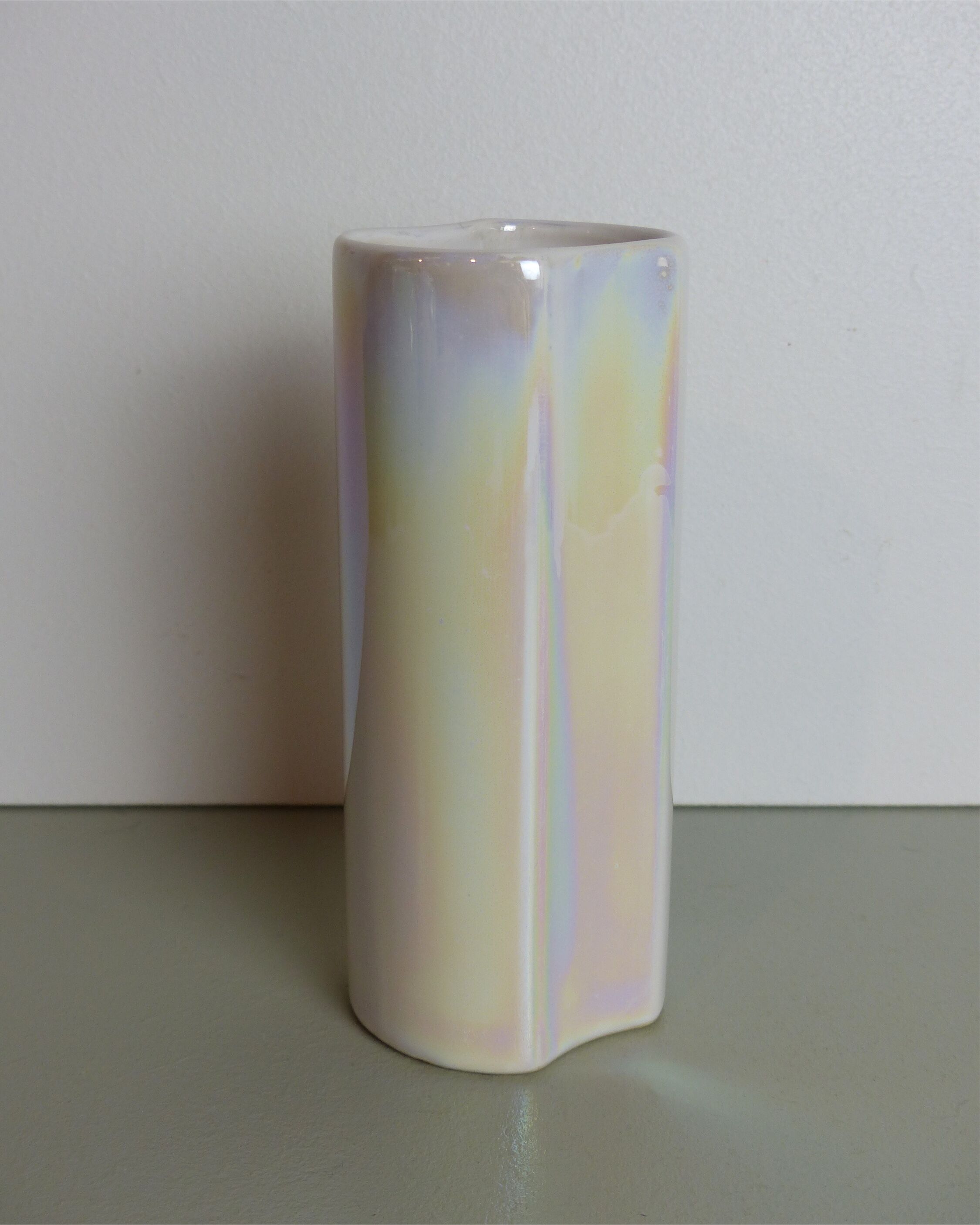 Iridescent white vase