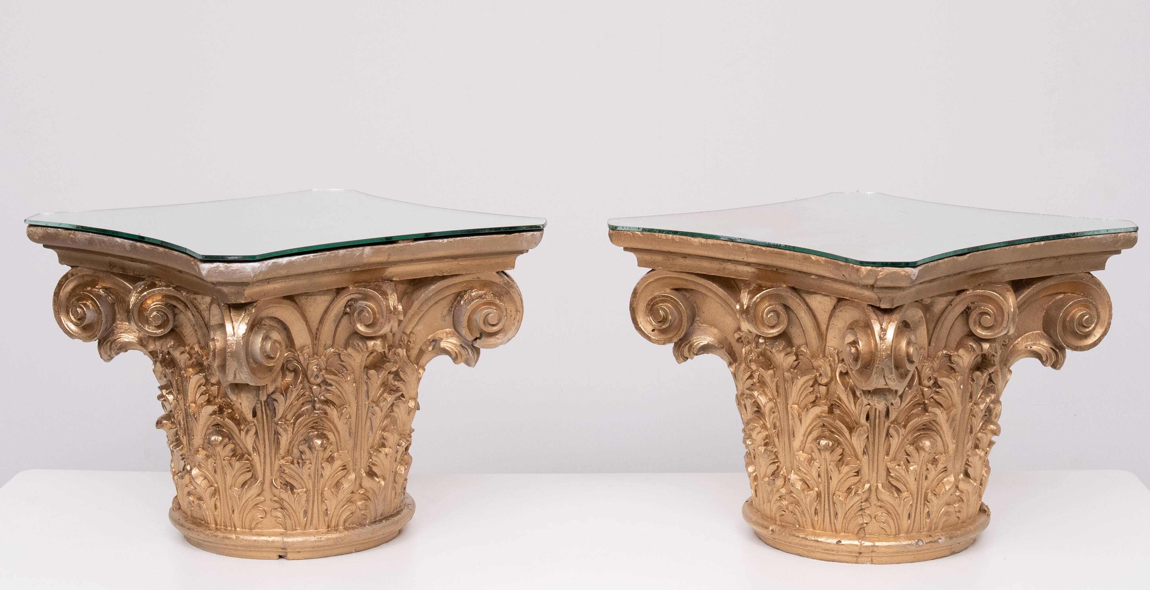 Corinthian capital side tables, 1970s