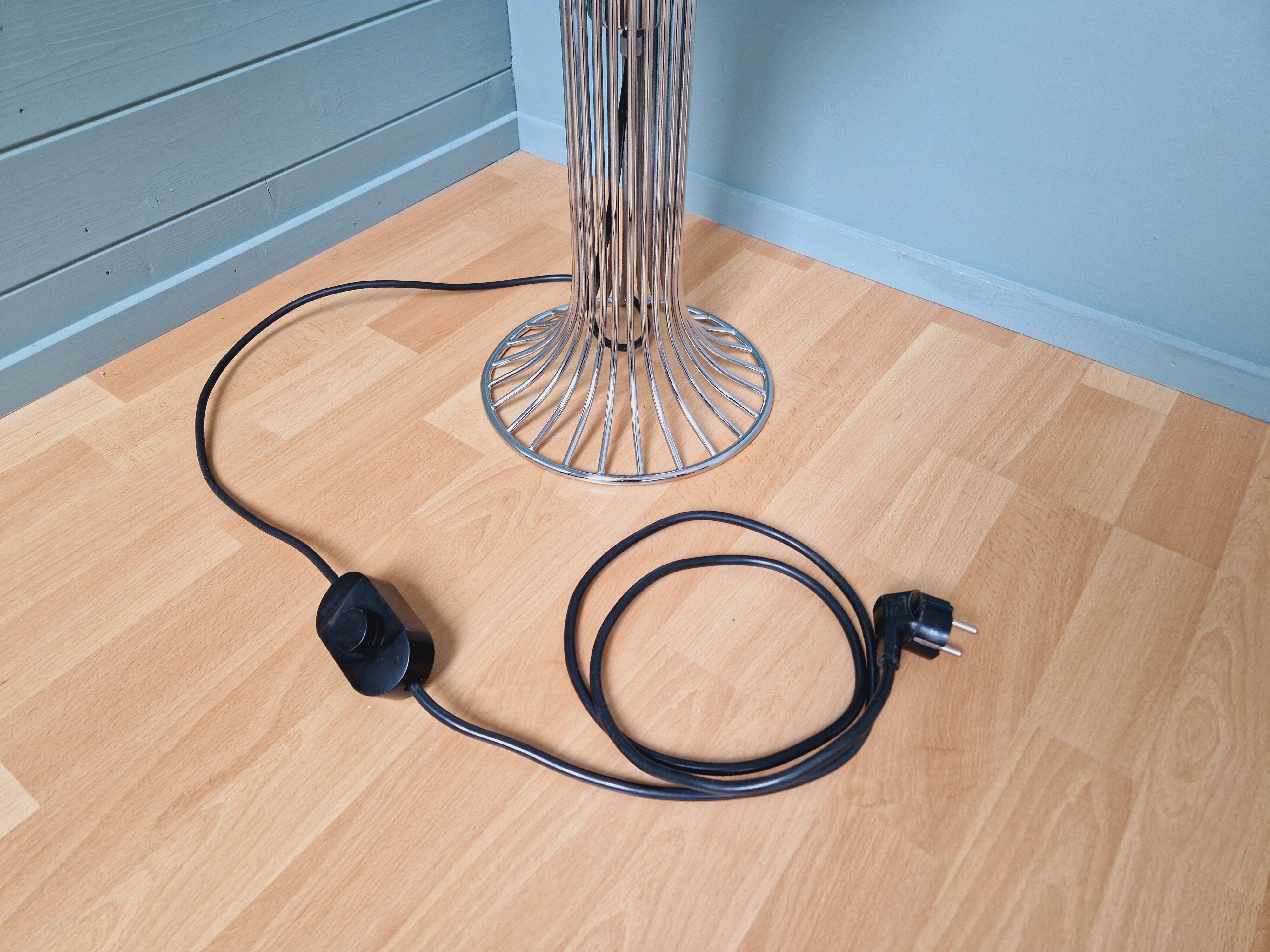 Mazzega floor lamp in chromed metal and milky glass globe, 1960s-70s