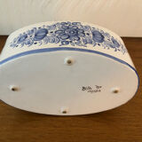 Ceramic pot blue floral decoration vintage signed modra