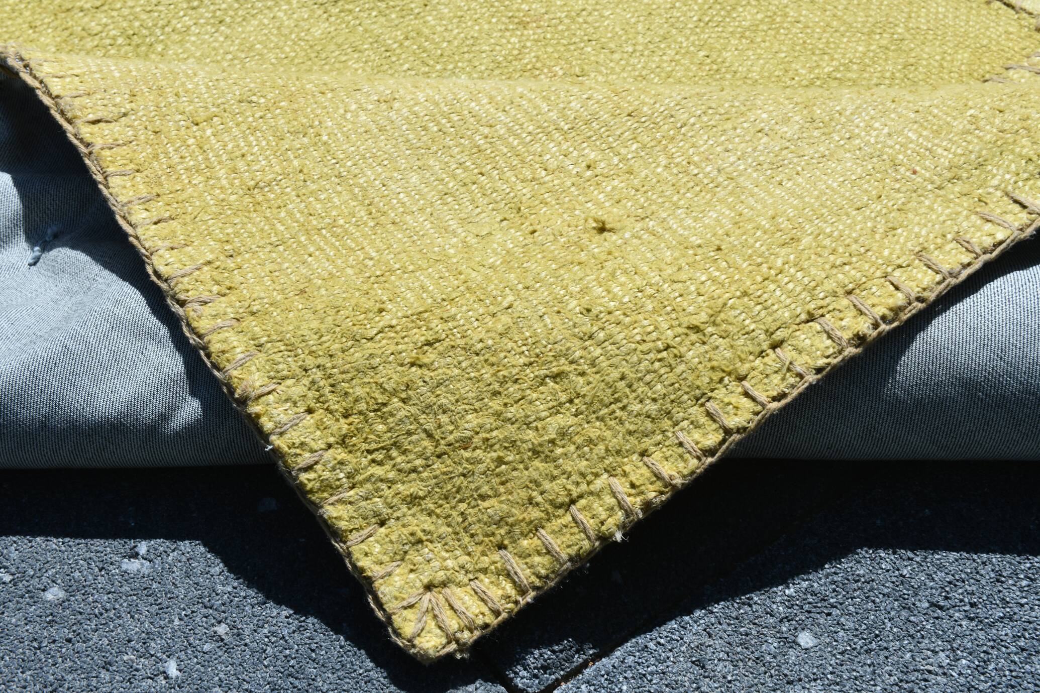 Mustard Yellow Decorative Turkish Kilim Carpet Rug, 212x305 Cm