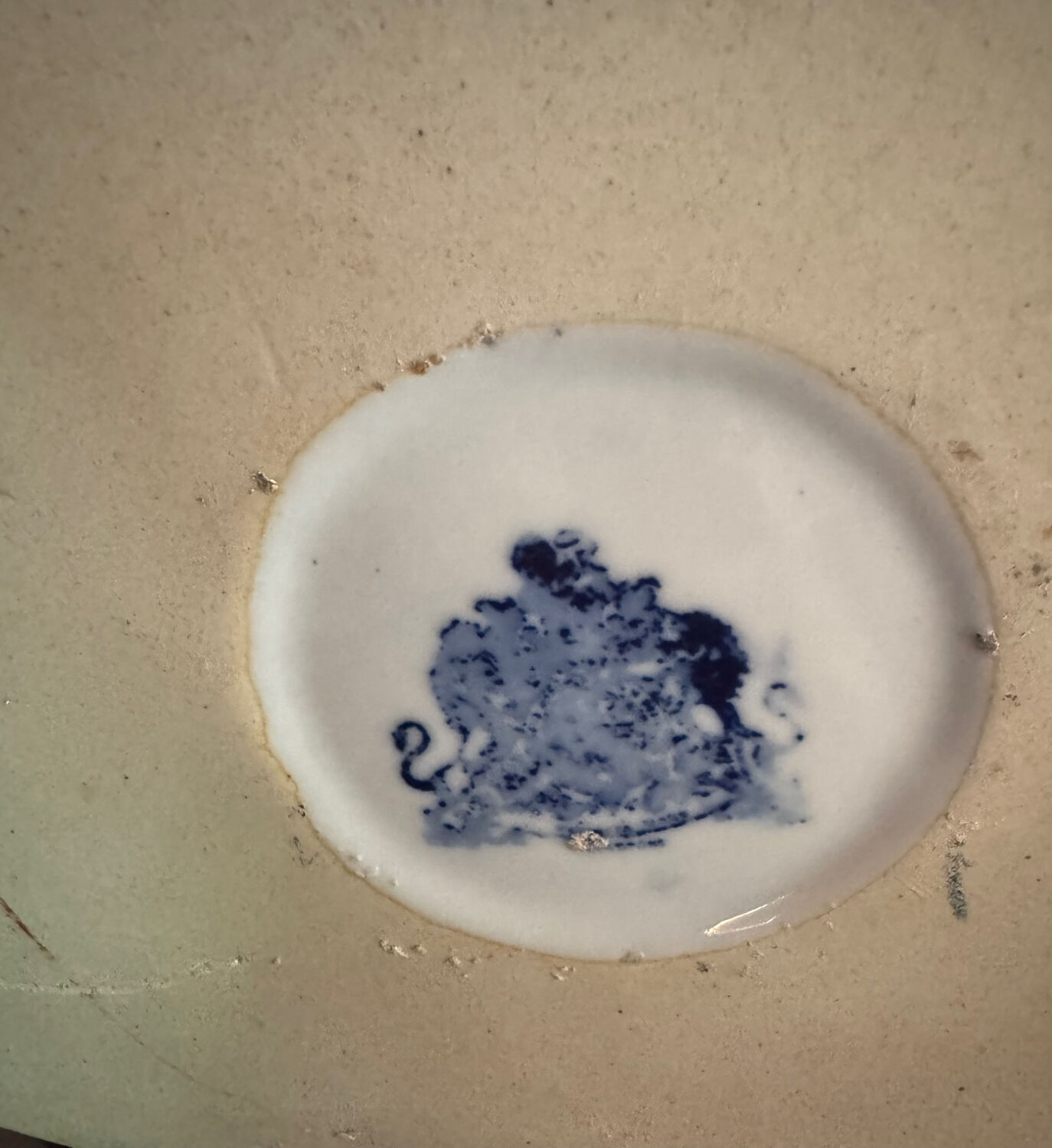 English earthenware planter, blue monochrome, 20th century
