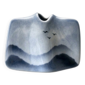 Virebent porcelain vase – blue landscape decoration – design soliflore – made in France – 13 cm