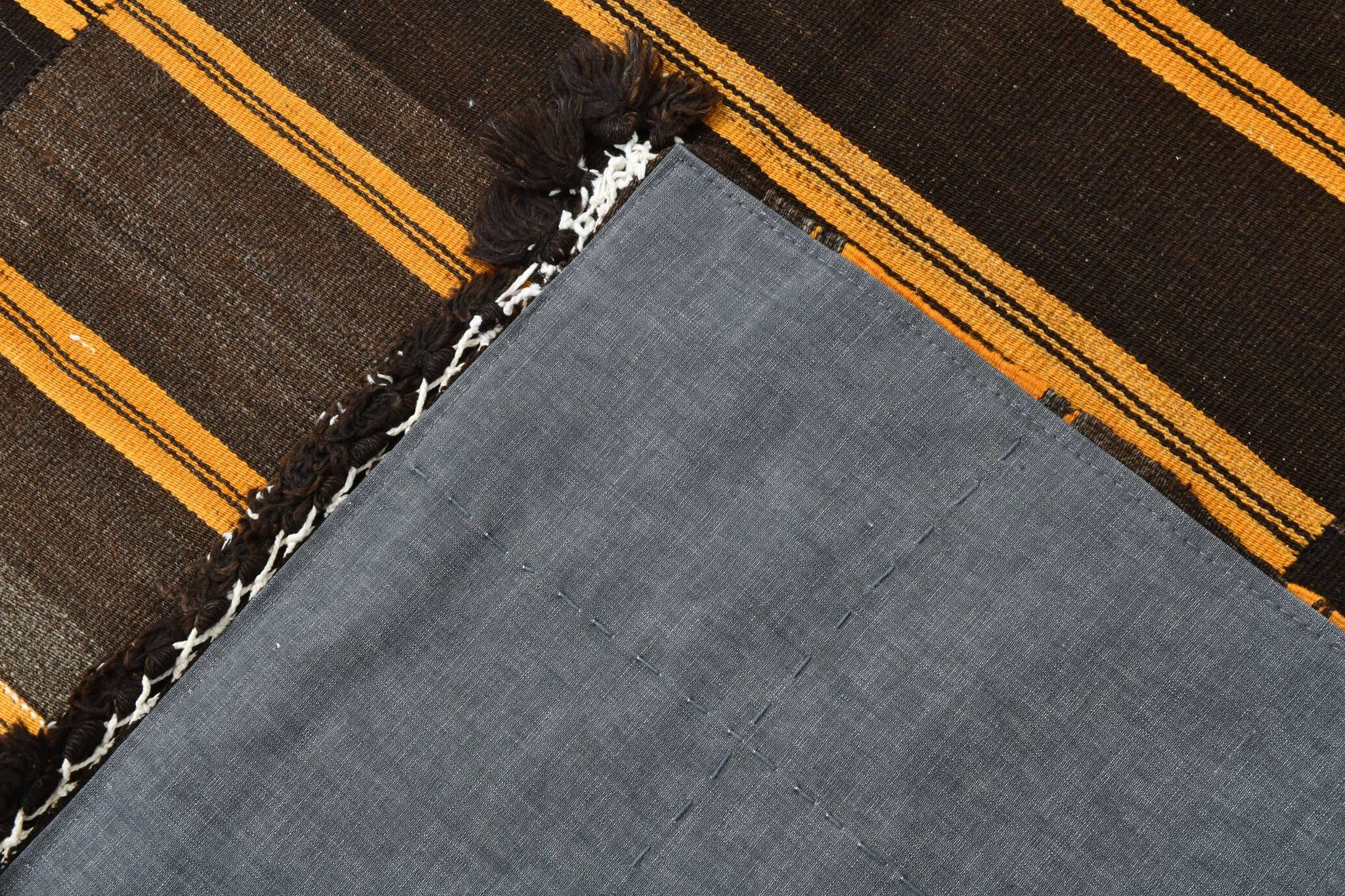 Tapis Kilim vintage rayé orange et marron 6x9, 172x291 cm