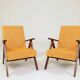 Pair de fauteuils vintage tissu orange l'année 1980
