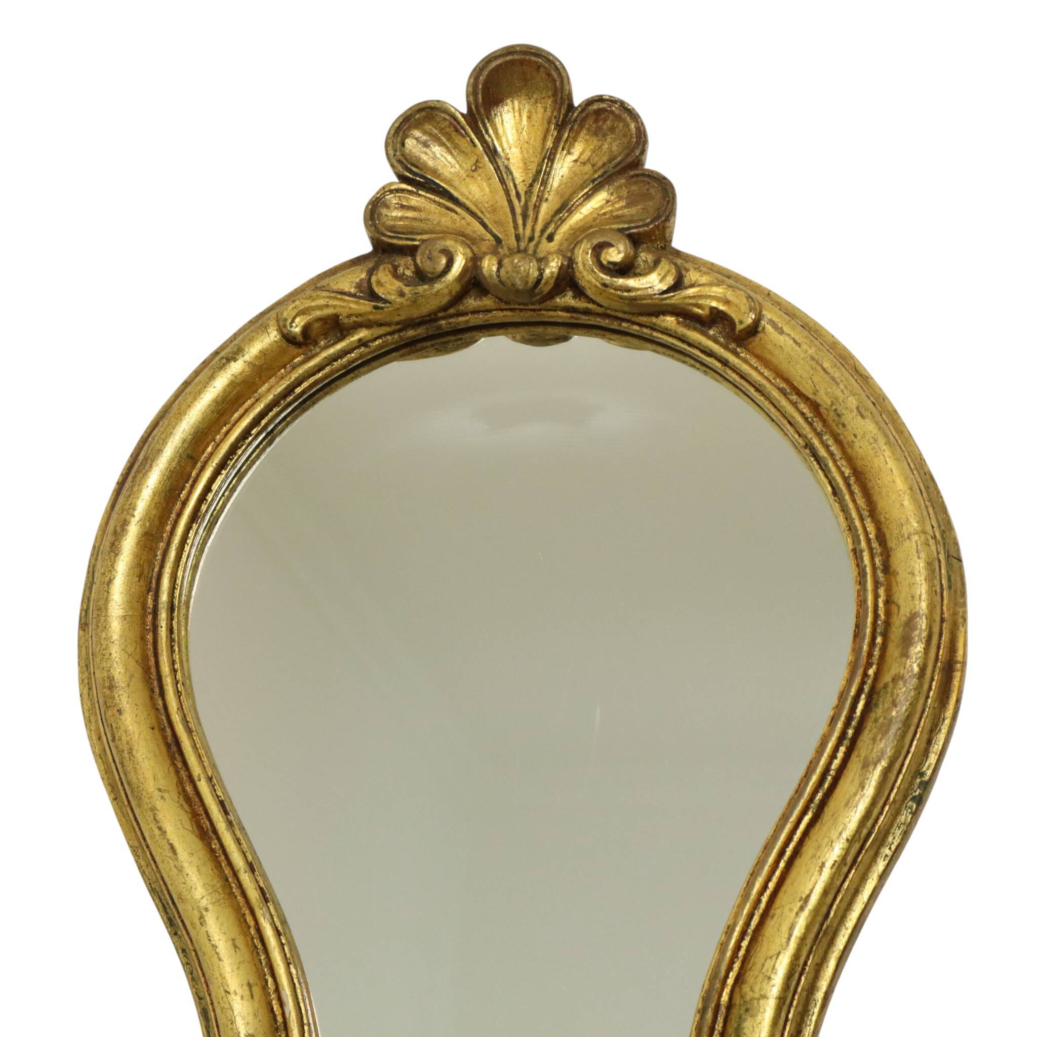 French Crested Mirror Gold Leaf Baroque Style Classic 48cm