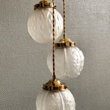 Suspension cascade three lights globes art deco vintage