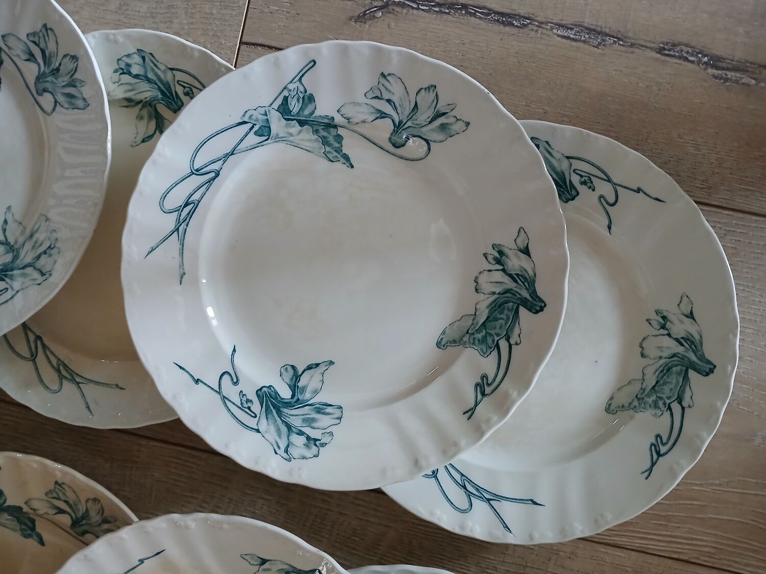 10 antique ironstone dinner plates
