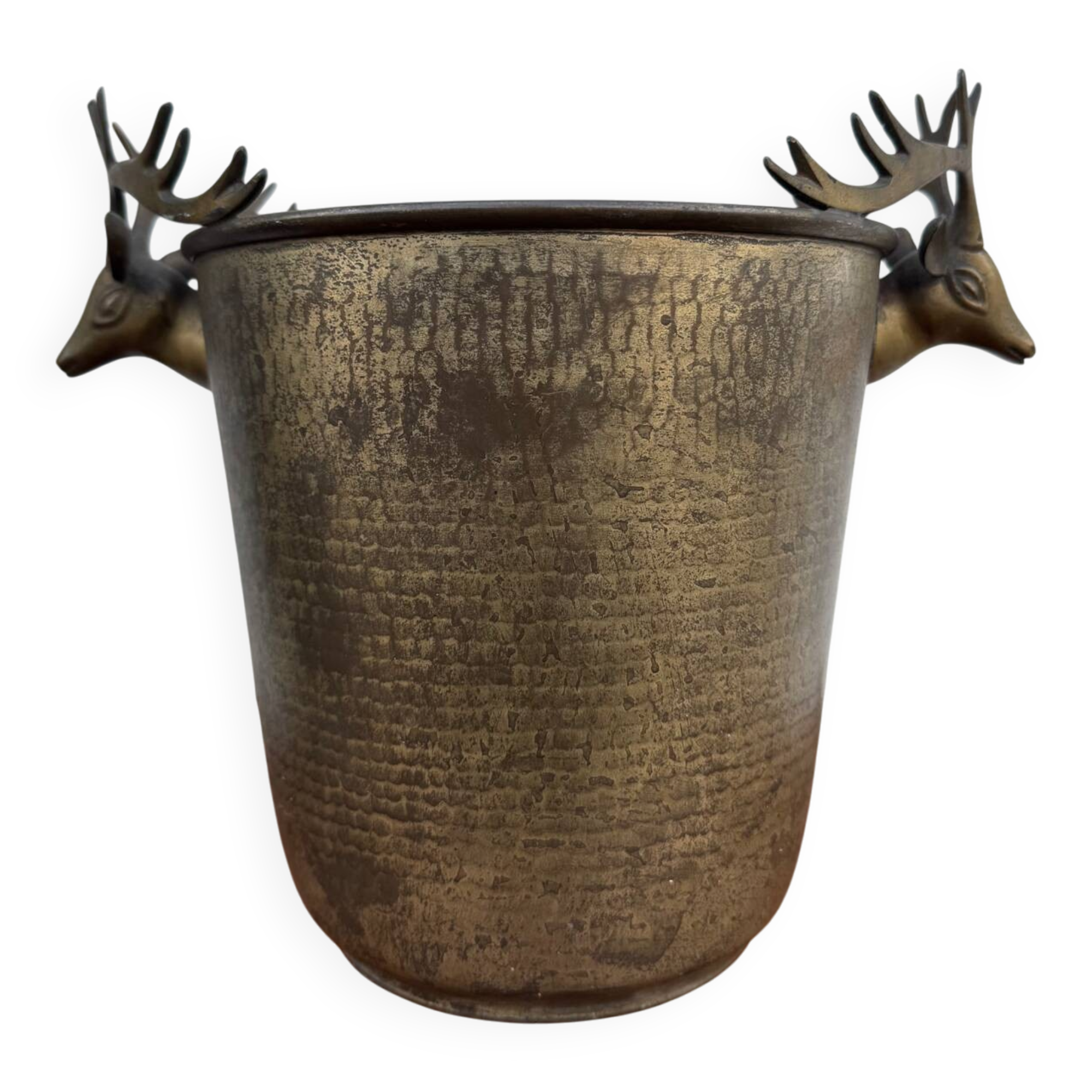 Antique champagne cooler with stag heads
