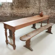 Long antique oak table with turned legs – 239 cm