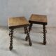 Pair of solid wood stools, carved legs