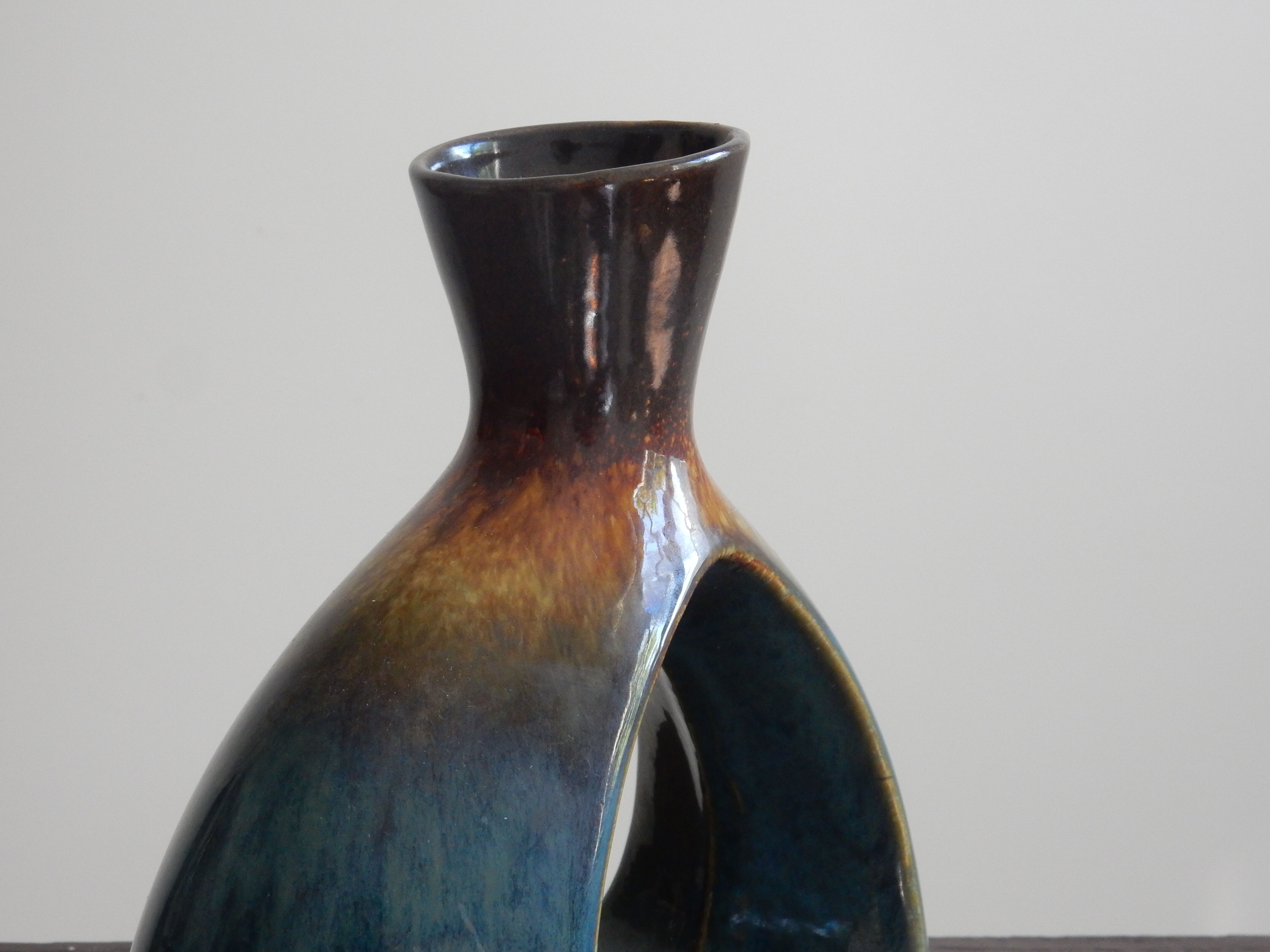 Blue and brown ceramic vase
