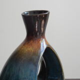 Blue and brown ceramic vase