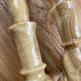 Set 2 old onyx candlesticks