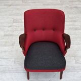 1960s, Danish designed armchair, reupholstered, furniture wool.