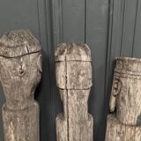3 wooden folk art totems representing the three wise men, mid-20th century