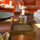 Hollywood regency vide poche, brass and Vienna straw, Italy 1970