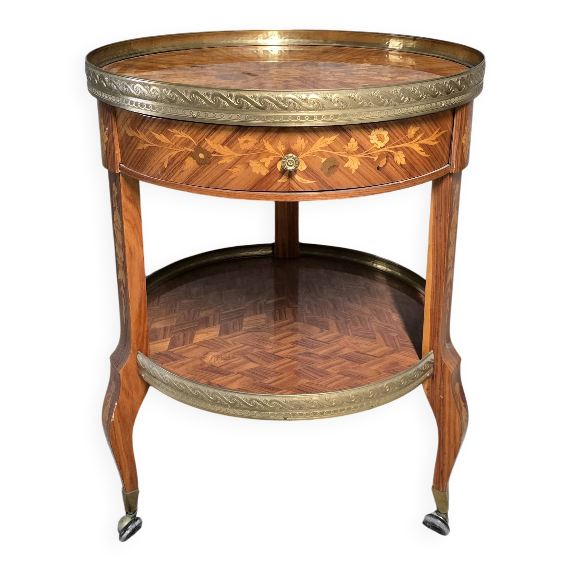 Marquetry-decorated gueridon – 20th century