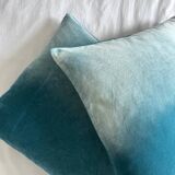 Paire de coussins velours turquoise