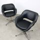 Chaise pivotante vintage en simili cuir noir italien et chrome