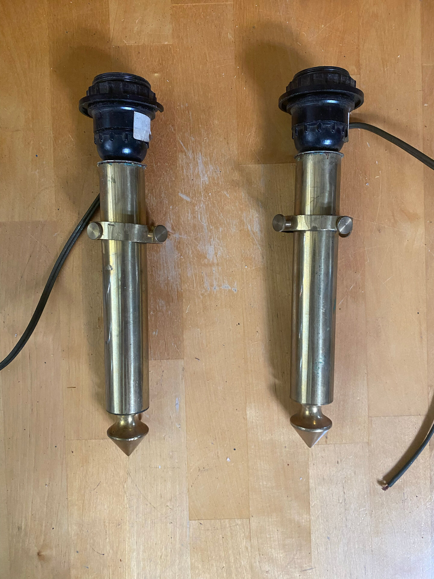 Pair of Antique Torch Style Candelabra Vintage Brass