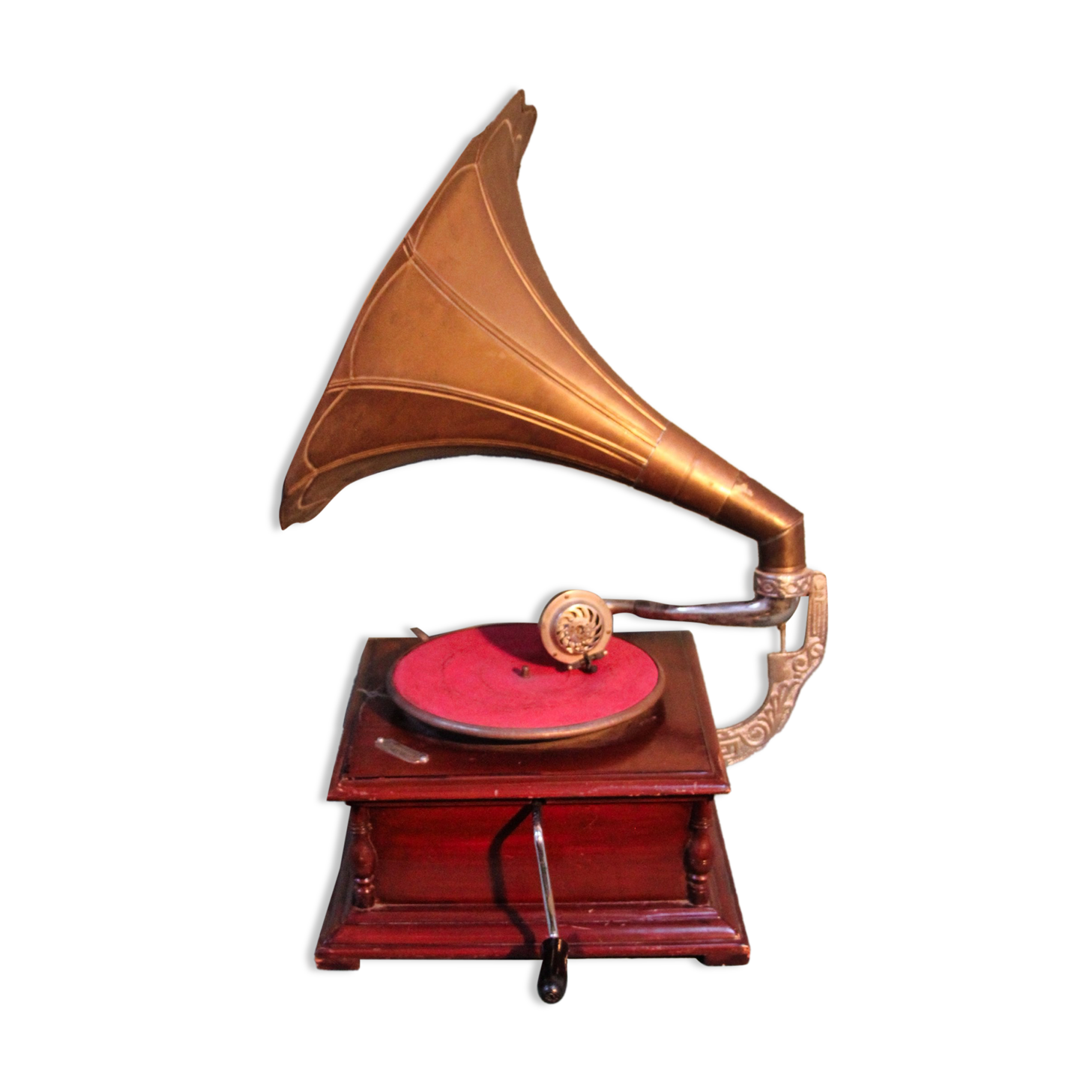 Gramophone phonograph old multi speed hornet copper vintage 1940