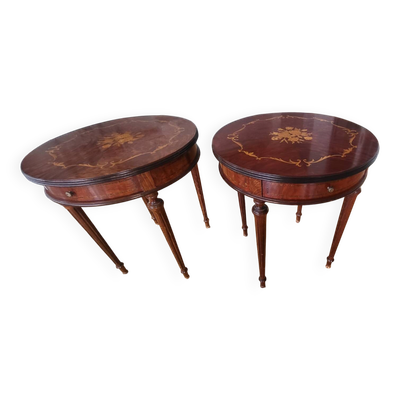 2 petites tables marquerie acajou