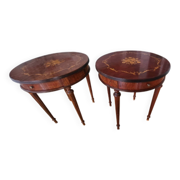2 small mahogany marquetry tables