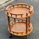 Desserte vintage rond en bois massif chariot à bar