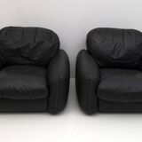 Pair of Piumotto Italian Leather Armchairs by Arrigo Arrighi for Busnelli,