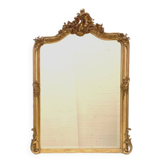 Miroir de style Louis XV en bois et stuc doré XX siècle
