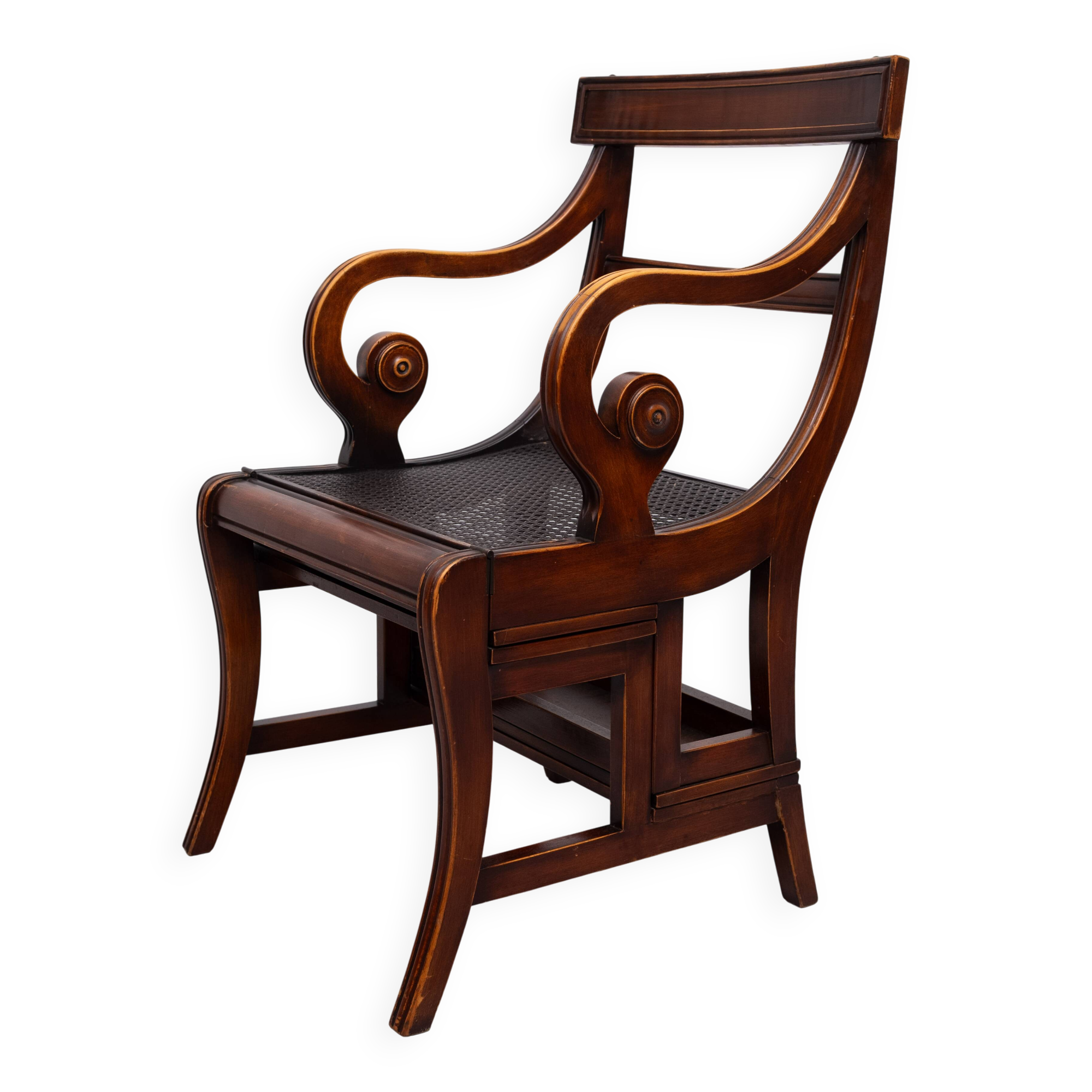 A Regency style Mahogany library chair /steps. England