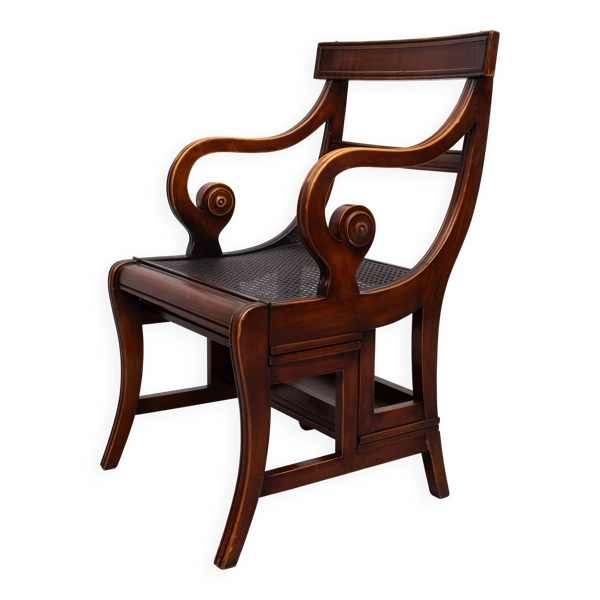 Chaise et marchepied de bibliothèque en acajou de style Régence. Angleterre