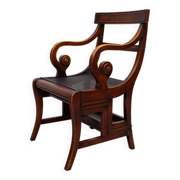A Regency style Mahogany library chair /steps. England
