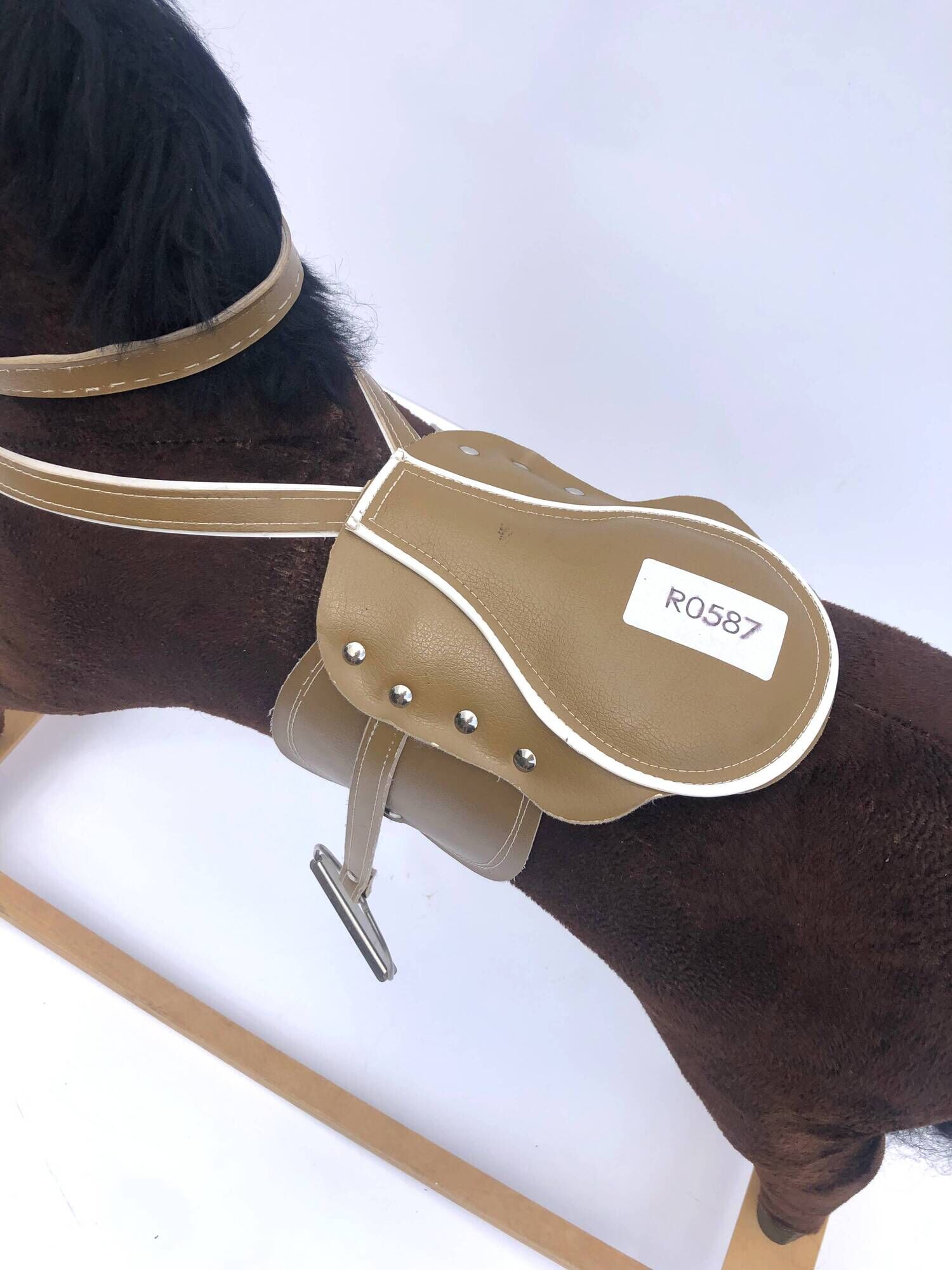 Vintage Mid-Century Wooden Rocking Horse Circa 1960s, Stuffed With Straw