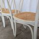 Set of 6 Vintage Thonet Style Dining Chairs: White Wood & Cane Seat